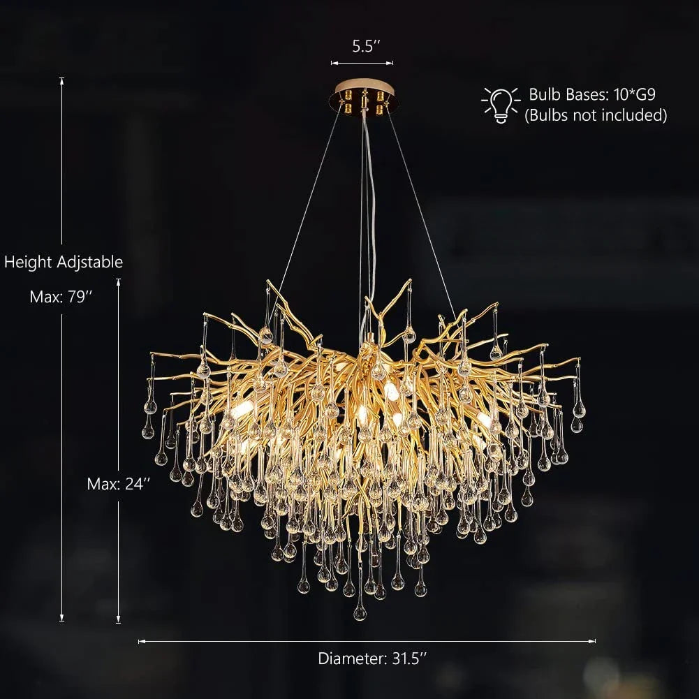 Luxury Crystal LED Chandelier Silver Gold G9 - Perfect for Indoor Hall Living Room Dining Room