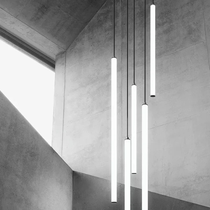 Modern Minimalist Stair Pendant Strip Lamp for Luxury Living Spaces.