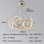 Luxury Steel Pendant Chandelier Dimmable LED Luminarias