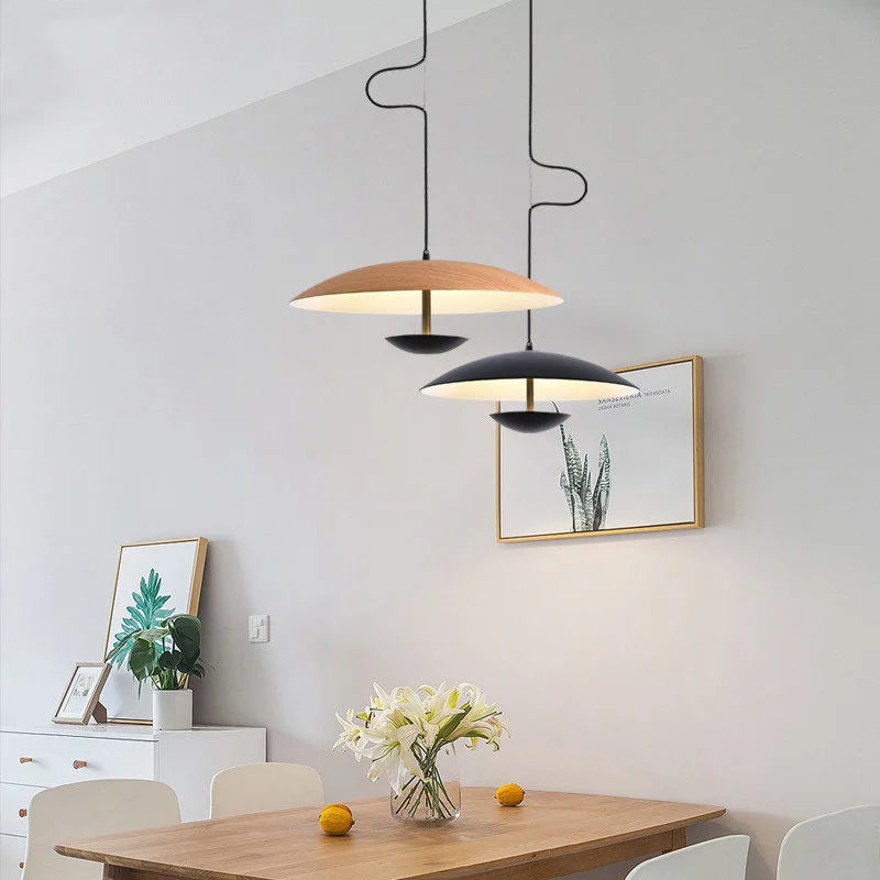 Wood Grain Black Pendant Lights for Dining Room Kitchen Home Decor