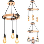 Wooden 3-Head Industrial Pendant Chandeliers for Home Decor