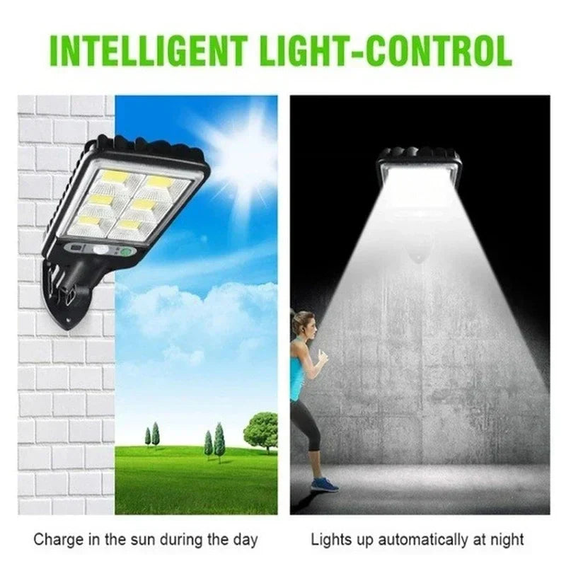 Solar Outdoor Street Light with Motion Sensor Security, 3 Light Mode Waterproof Lighting