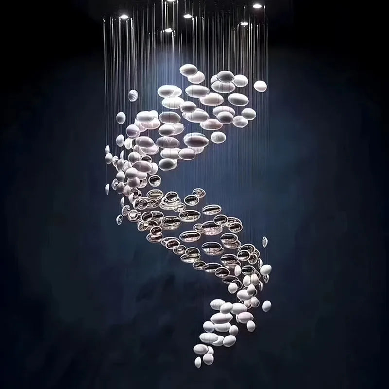 Modern Glass Chandelier for Hotels, Villas & Spiral Staircases