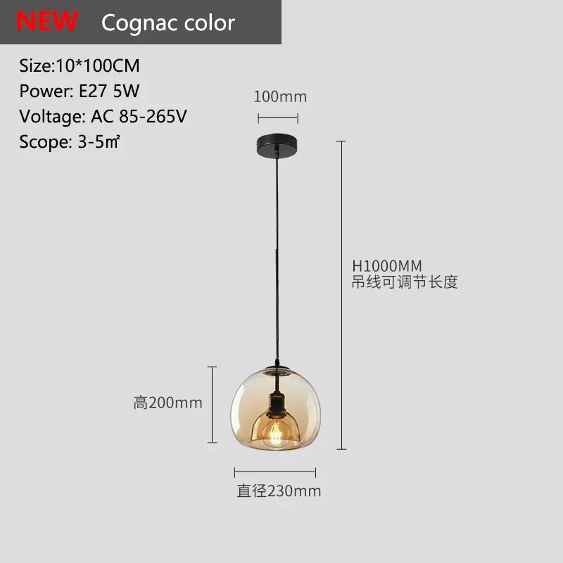 Nordic Glass LED Pendant Chandelier for Living Room Kitchen Bedroom