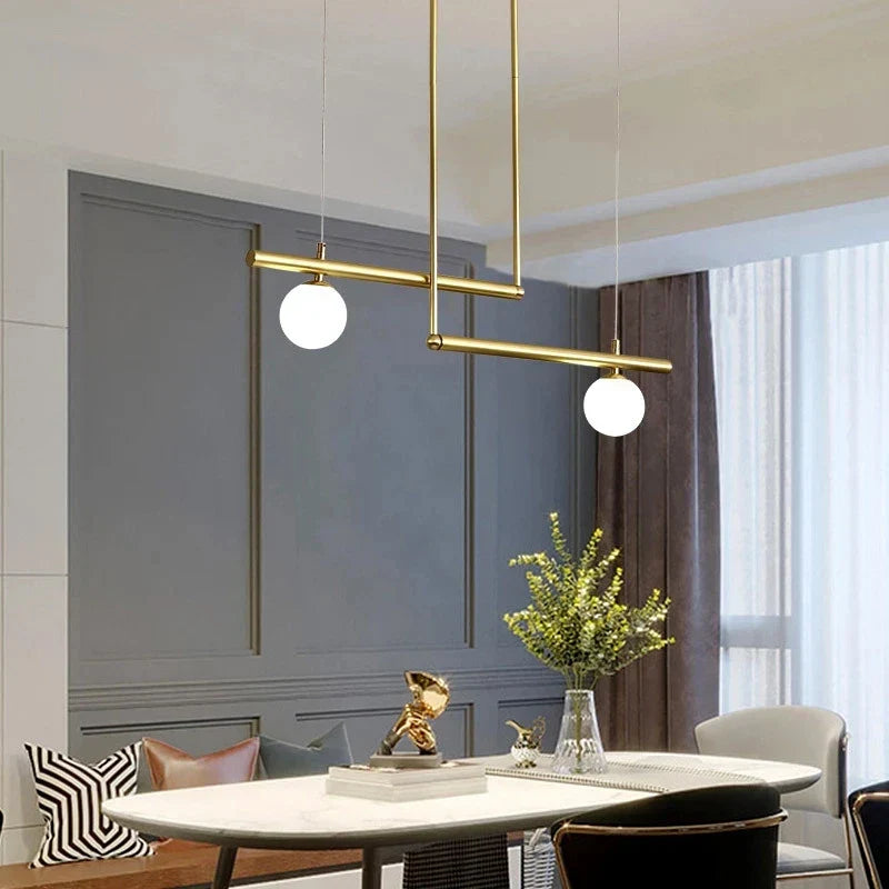 Minimalist Linear Pendant Light for Modern Living Room, LED Restaurant Chandelier