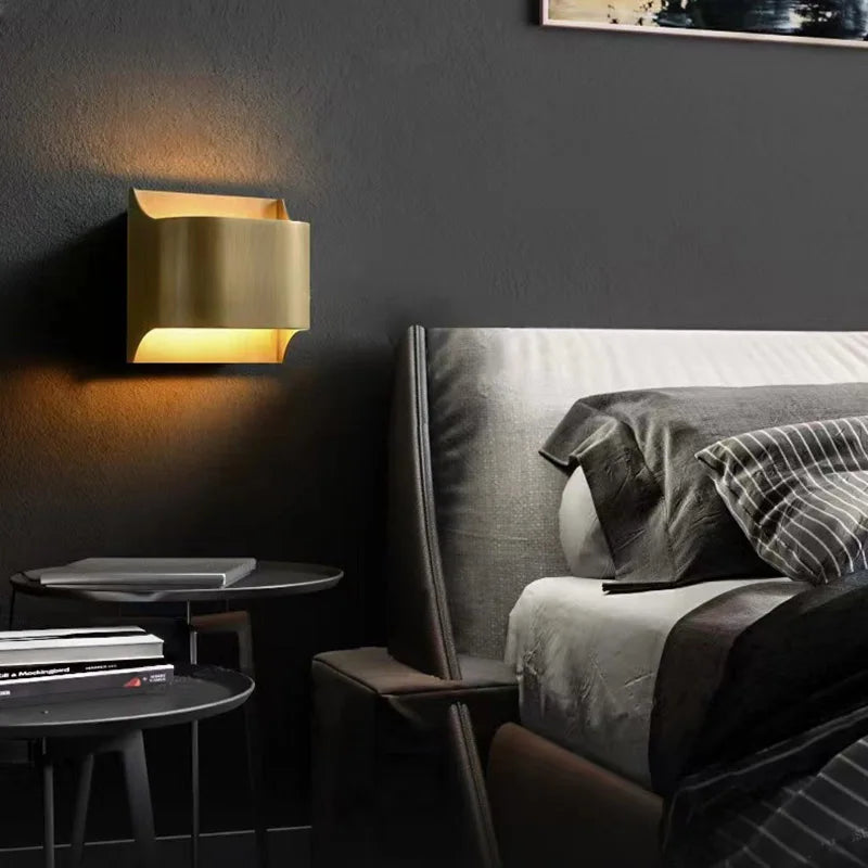 Post-Modern Copper Wall Lamp for Hotel Living Room Bedroom LED Lighting