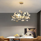 Ginkgo Leaf Chandelier: Elegant Nordic Art Luxury for Dining Room, Bedroom, Living Room