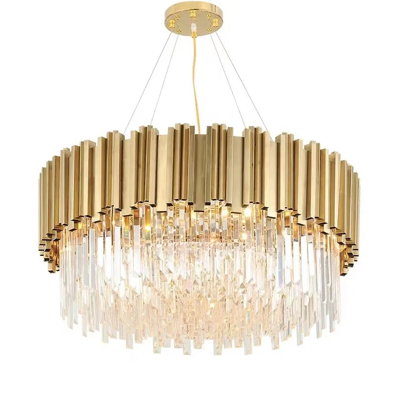 Crystal Gold Chandeliers: Modern Luxury for Villa Living Room - Nordic Design