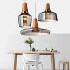 Glass & Wood Pendant Light: Modern Nordic Hanging Lamp for Bar, Table, Dining - Gray Retro Decor