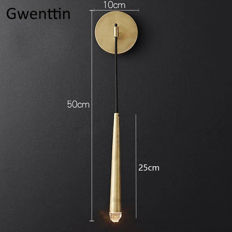 Crystal Water Drop Wall Sconce for Bathroom & Bedroom, Gold LED Mirror Light