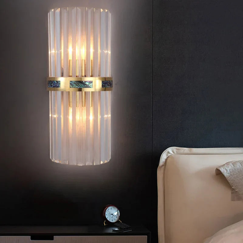 Shell Glass Rod Wall Lamp Modern Light Living Room Bedroom Study LED Lighting