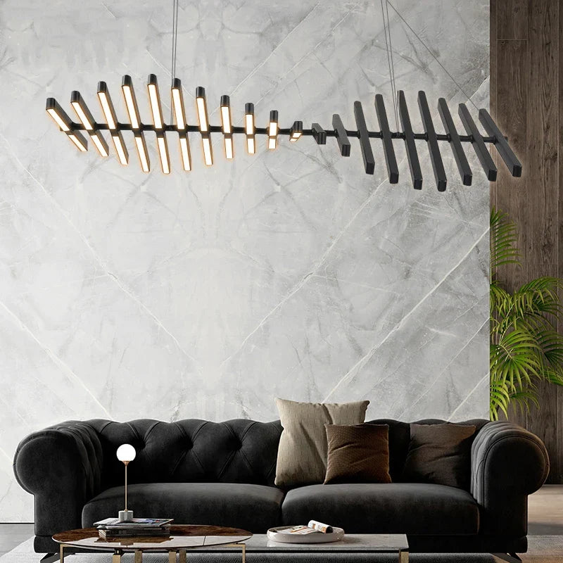 Modern Nordic Fishbone Chandelier for Living Room, Restaurant, and Office