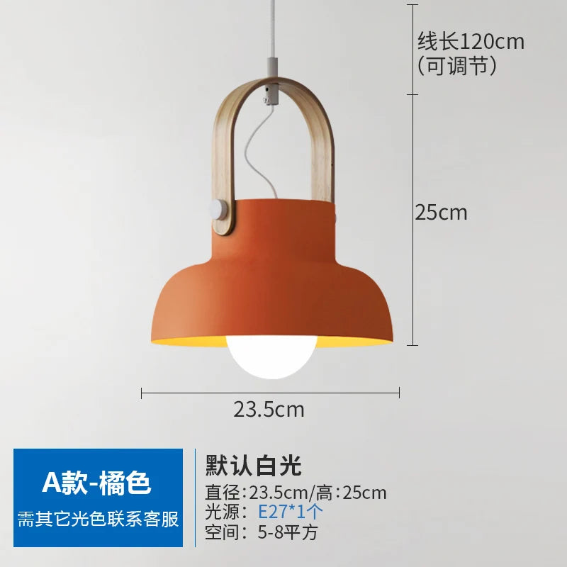 Nordic Wooden Pendant Light E27 Hanging Lamp for Interior Bedroom Kitchen Dining