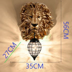 Lion Head Resin Wall Lamp: European Style Living Room Light for Home Décor