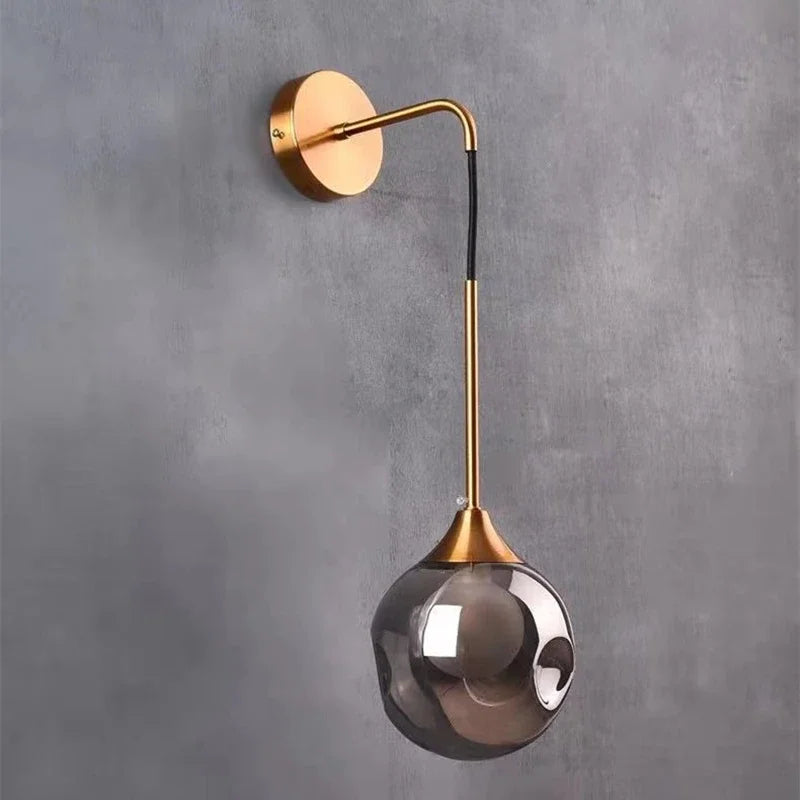 Glass Ball Gold Wall Sconce - Modern Nordic Indoor Bedroom Light Fixture