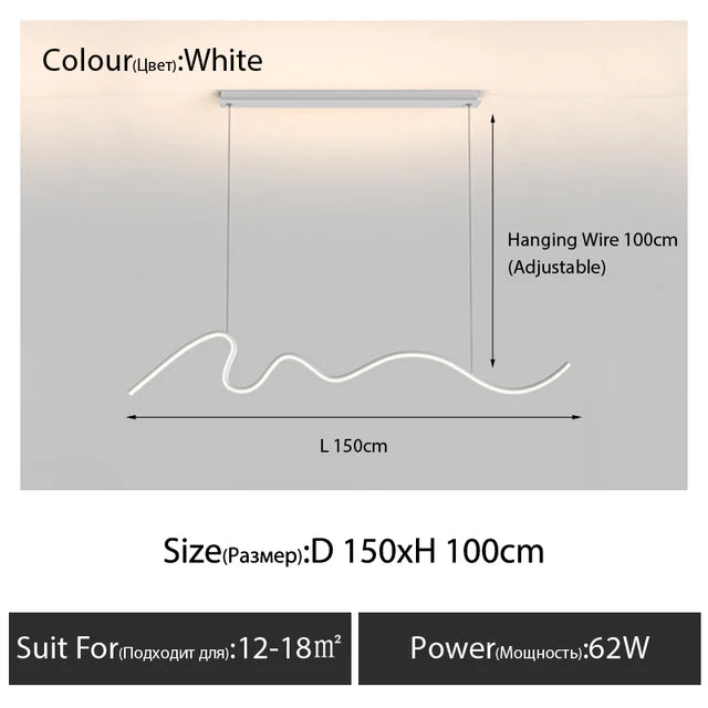 Modern Line Chandelier Pendant Light for Dining Kitchen Bar Décor