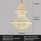 Crystal Hollow Chandelier for Luxury Living Room and Stair Lamps
