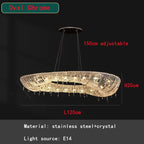 Oval LED Crystal Chandelier for Modern Living Dining Room Decor