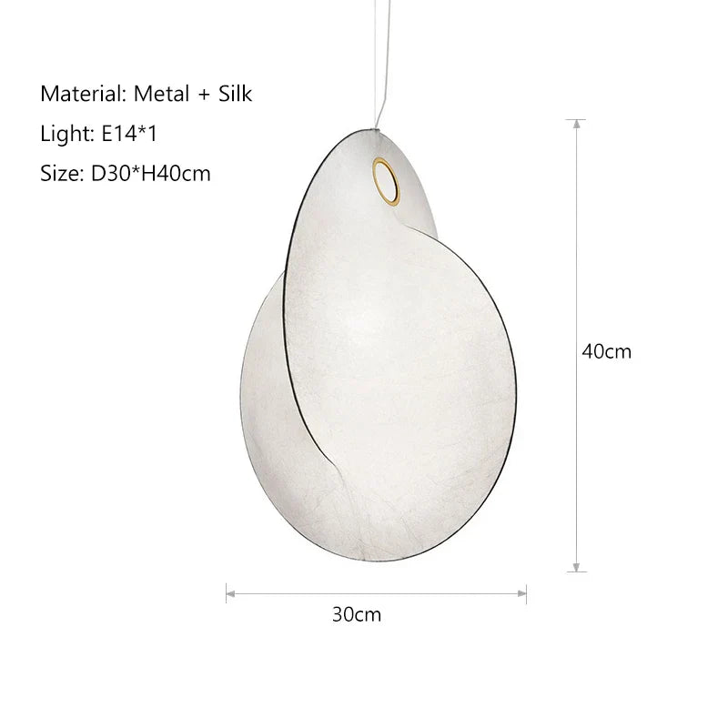 Shell Design Silk Pendant Lamp for Living Room Bedroom Kitchen - Japanese Style