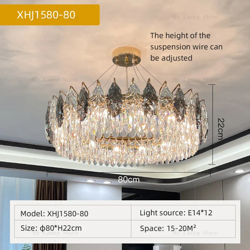 Crystal Chandelier: Luxury Modern Lighting for Living Room, Bedroom, Kitchen