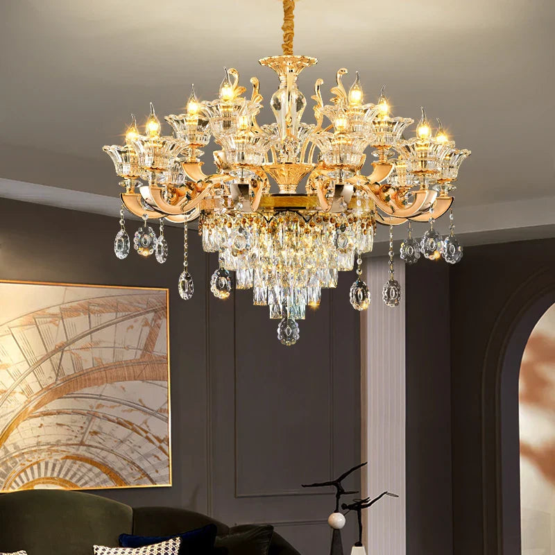 Crystal Chandelier Pendant for Villa Duplex, Hotel Lobby, European Décor