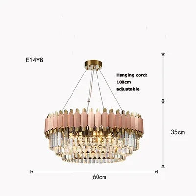 Luxury Crystal Chandelier: Black Golden LED Stainless Steel Pendant