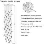 Diamond Crystal Ball Chandelier, Luxury LED Light Fixture for Staircase and Living Room