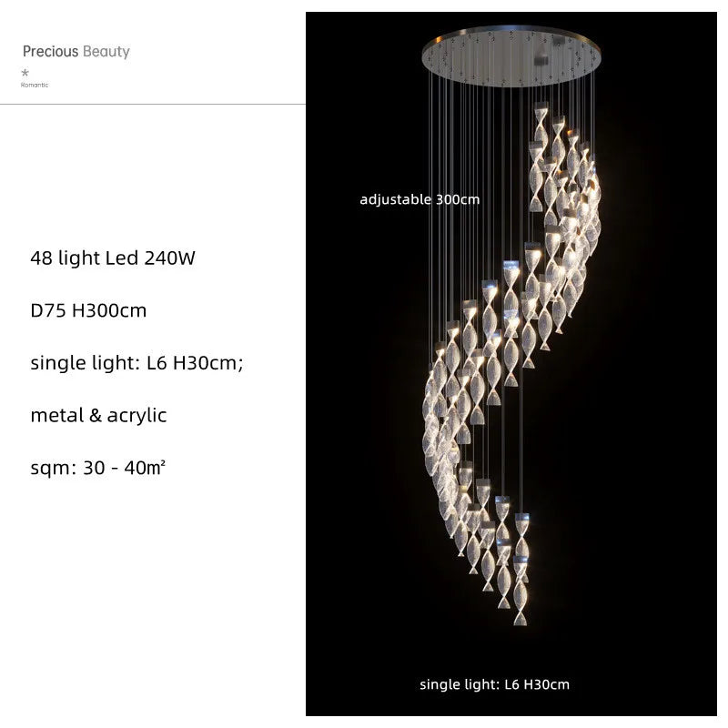 Nordic Acrylic LED Dimmable Chandelier Modern Luxury Foyer Pendant Lighting