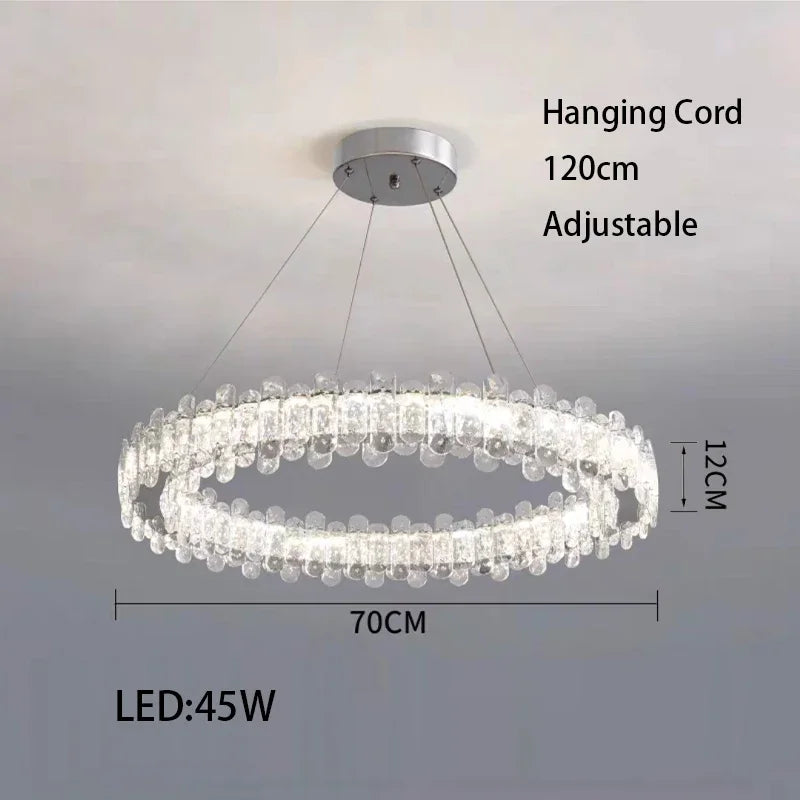 Crystal LED Ceiling Chandelier: Modern Dimmable Lighting Fixture for Stylish Home Decor