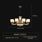 All Copper Marble Jade Chandelier: Luxury Living Room Hall Bedroom Lighting