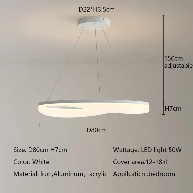 Modern Circle LED Pendant Light Dimmable Chandelier for Living Room Bedroom Décor