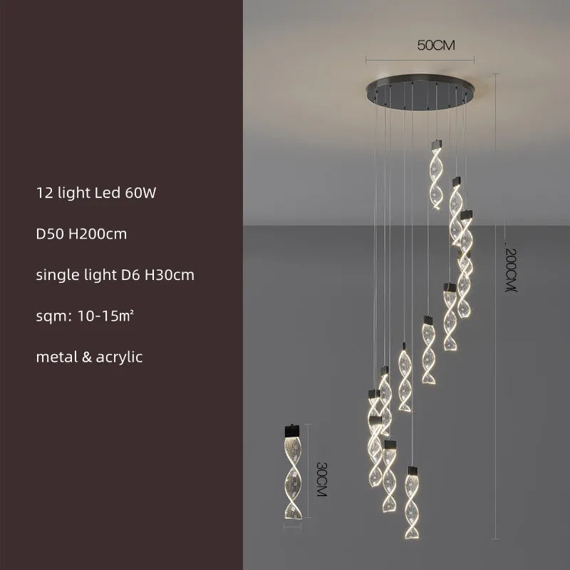 Nordic Acrylic LED Dimmable Chandelier Modern Luxury Foyer Pendant Lighting