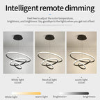 Luminous Circle Pendant Chandelier - Modern LED Lighting Fixture, 4 Colors