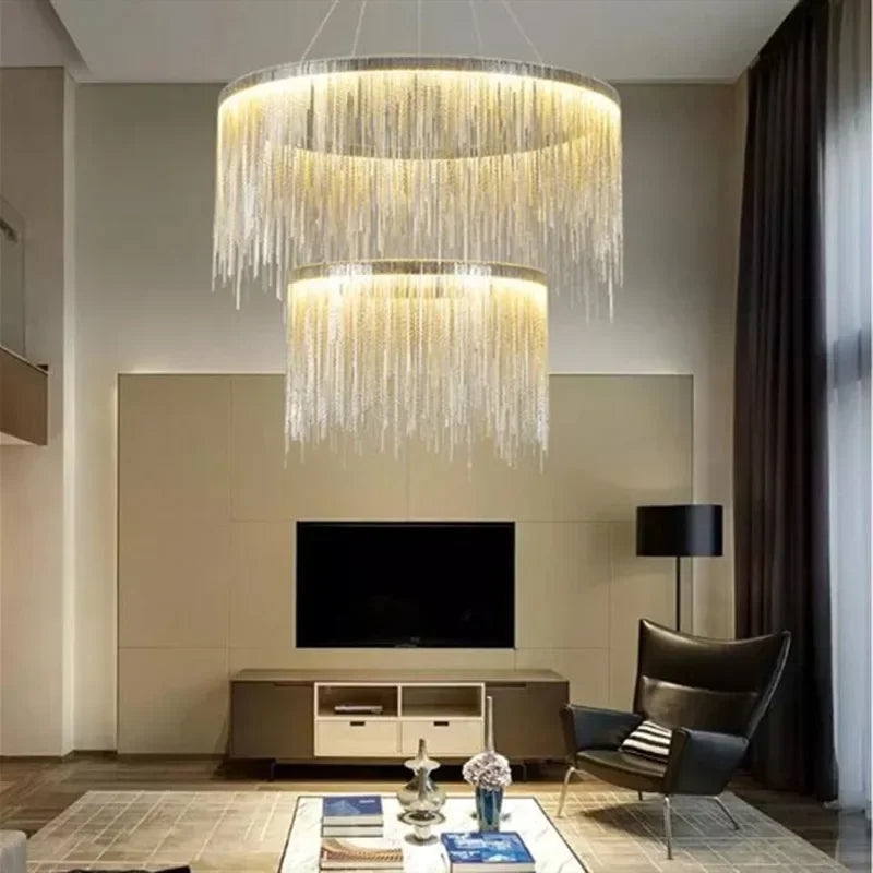 Tassel Chain LED Chandelier for Modern Living Room and Dining Room
