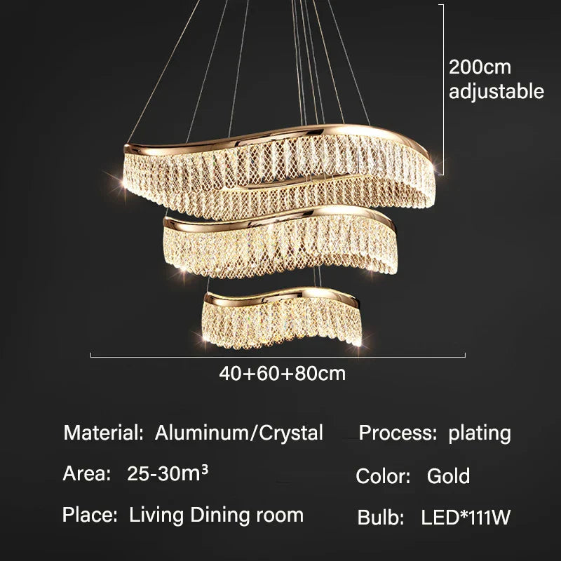 Crystal Chandelier Luxury LED Lighting for Living Dining Kitchen Bedroom