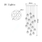 Luxury LED Crystal Chandelier for Staircase, Creative Living Room Lighting