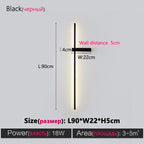 Modern Black Long Strip Wall Lamp for Bedroom Living Room TV Background