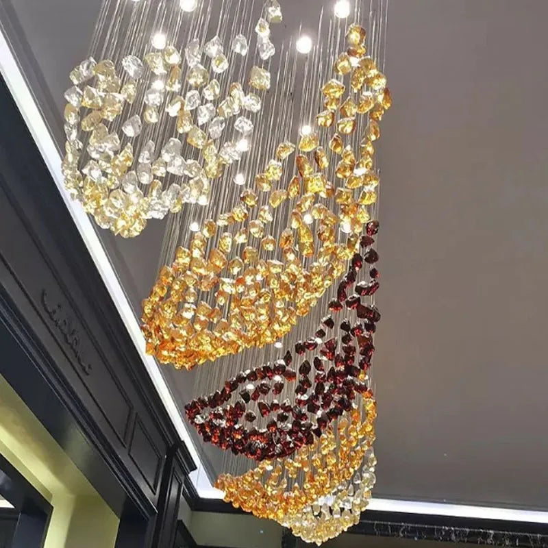 Modern Luxury Glass Stone Chandelier for Living Room LED Pendant Light