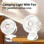 LED Clip Fan: Rechargeable, Silent, 5-Speed Desk Fan & Night Light