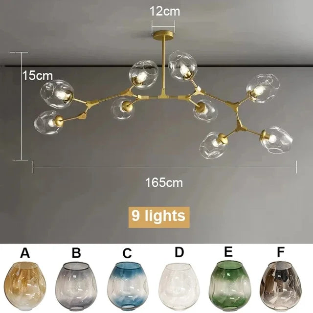 Molecular Design Glass Chandelier Ceiling Pendant for Luxury Living & Dining Rooms