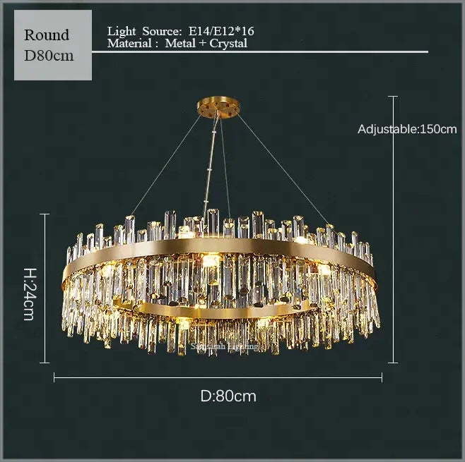 Crystal LED Oval Chandelier for Dining Room Lighting