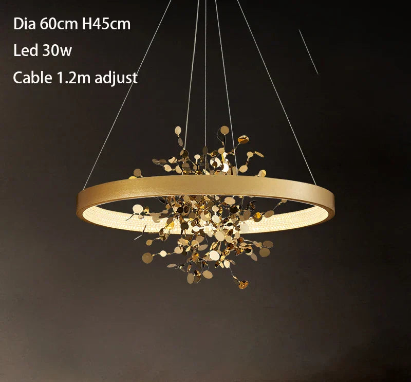 Modern Stainless Steel Ring Pendant Lighting for Home Decorución