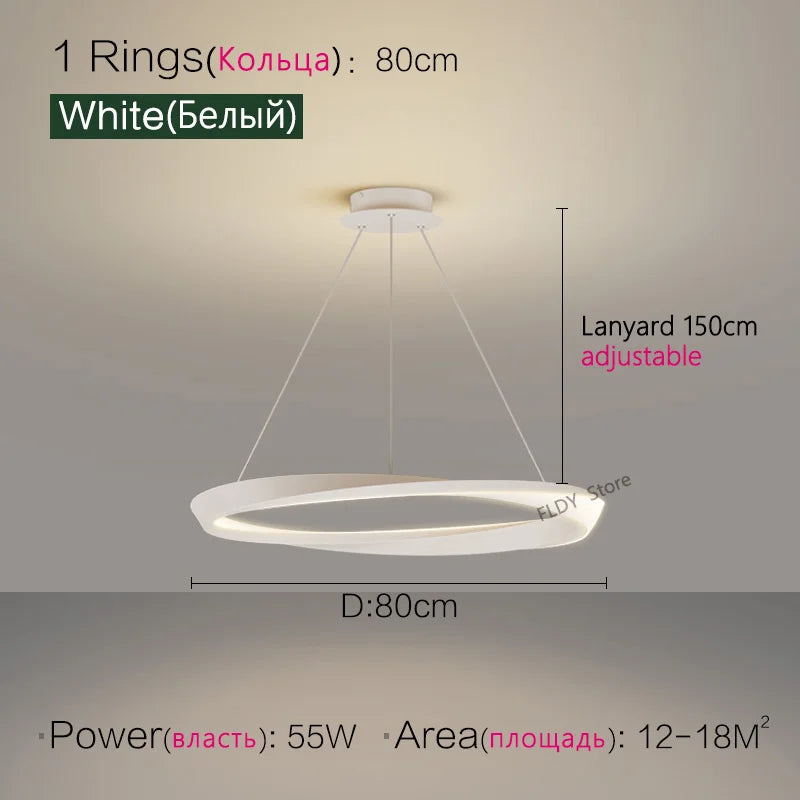 Modern Minimalist Ring Chandelier for Living Room, Bedroom, and Restaurant