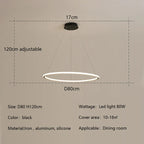 Nordic Round LED Ring Chandelier for Living Dining Bedroom