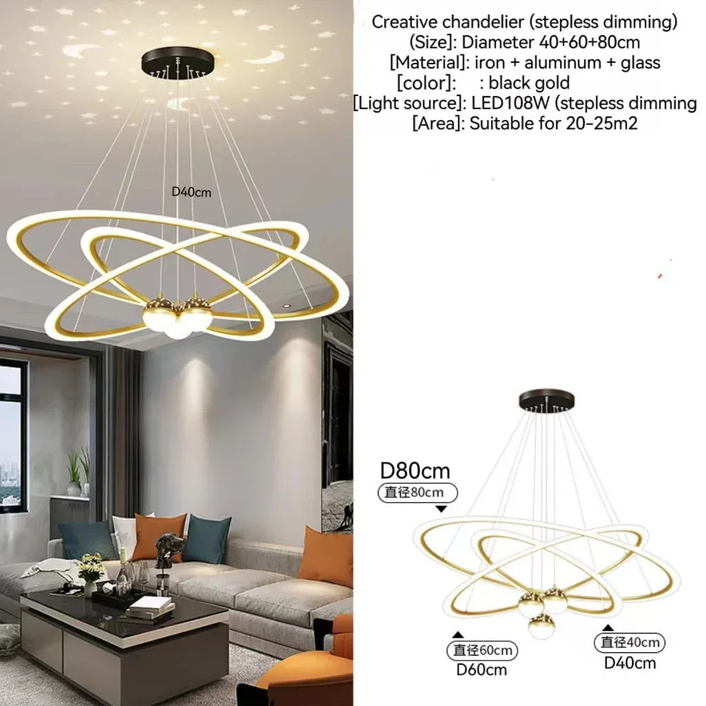 Modern Nordic Indoor LED Starry Sky Ceiling Chandelier