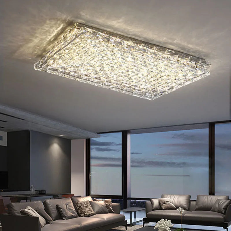 Crystal Ceiling Lamp: Modern Minimalist Indoor LED Lighting for Living Room, Dining & Bedroom