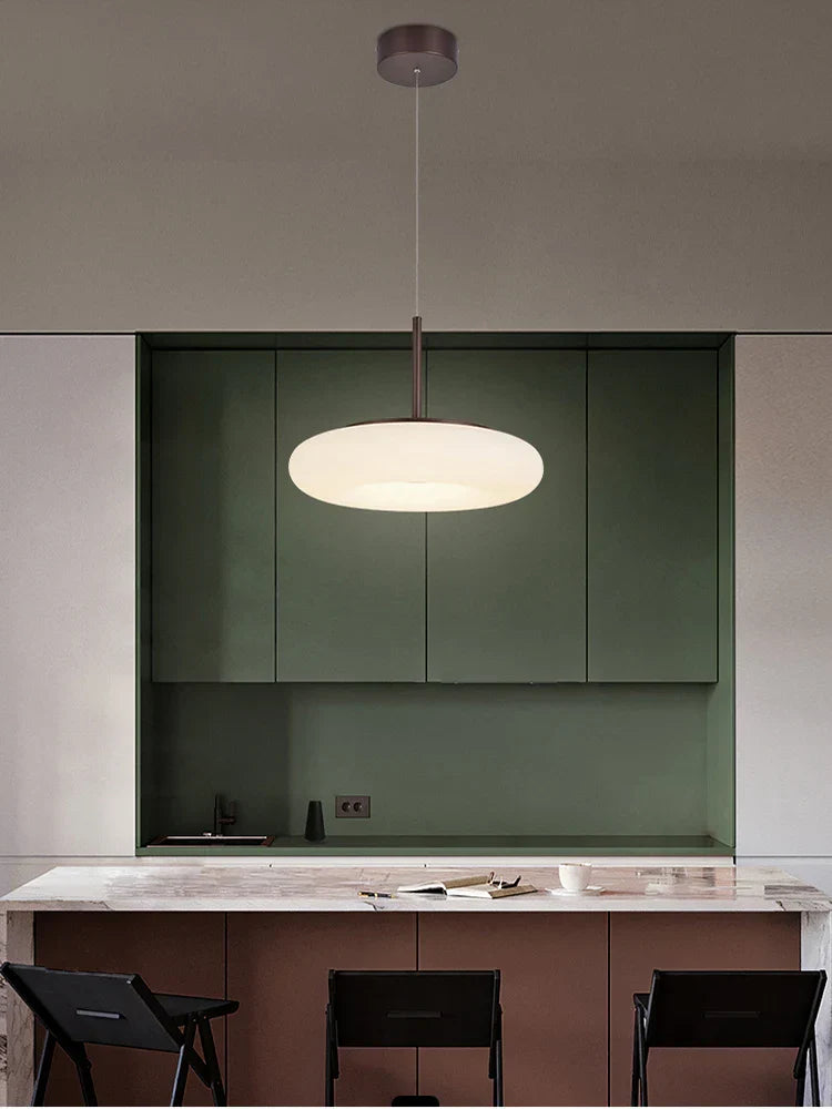 Modern White LED Circular Pendant Light for Restaurant, Coffee Shop, and Study