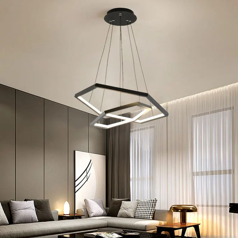 Hexagon Aluminium LED Pendant Light Dimmable Minimalist Chandelier for Living Room Bedroom