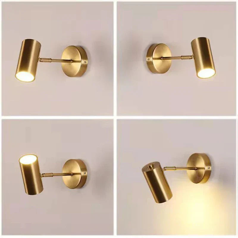 Nordic Bedroom Wall Sconce Lamp Rotating Spotlight in Gold Black