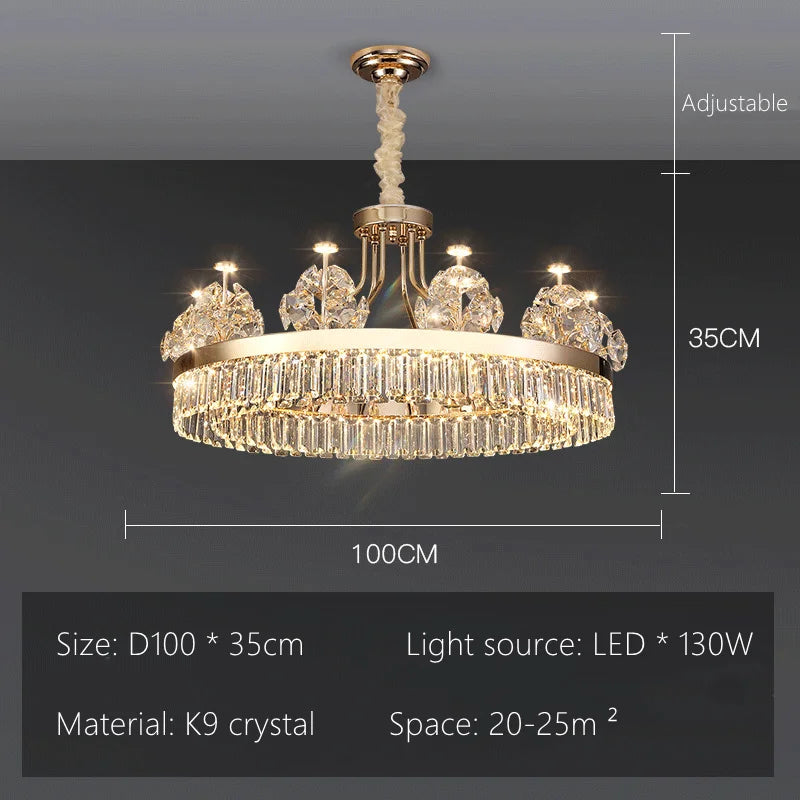 Luxe Crystal Ceiling Chandelier - Elegant Home Decor Hanging Light for Living Room